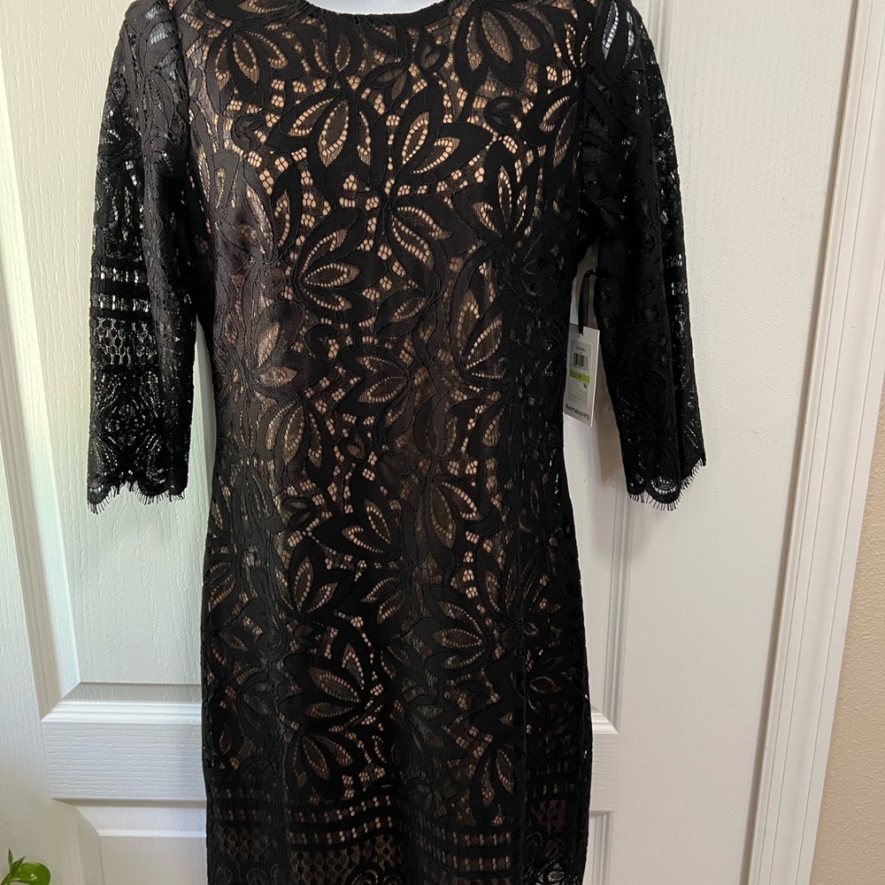 NWT Kensie Black Lace 3/4 Sleeve Dress